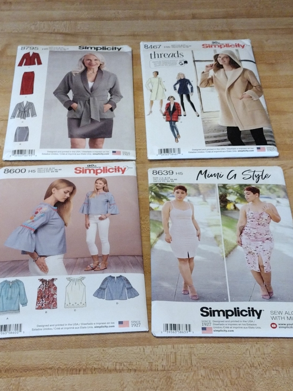 Lot of 4 brand new, out of print (OOP), uncut Simplicity clothing sewing pattern
